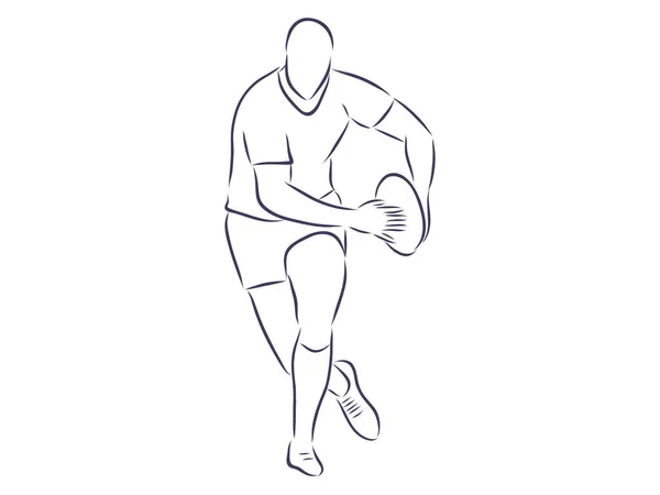 Ilustración Del Vector Del Jugador Rugby Hombre Corriendo Con Bola — Archivo Imágenes Vectoriales