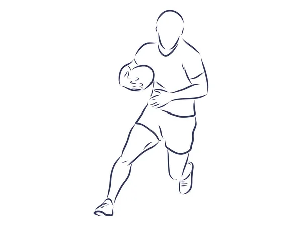 Ilustración Del Vector Del Jugador Rugby Hombre Corriendo Con Bola — Vector de stock