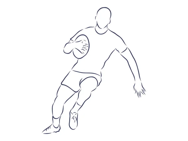 Ilustración Del Vector Del Jugador Rugby Hombre Corriendo Con Bola — Archivo Imágenes Vectoriales