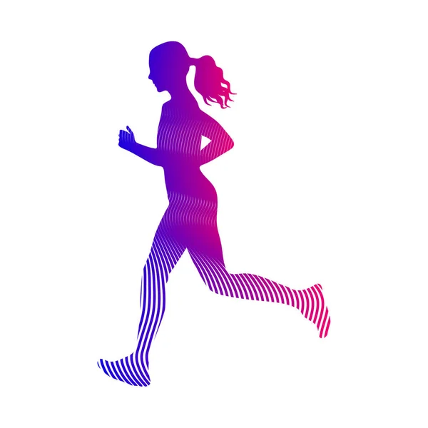 Silhouette Femme Running Esquisse Vectorielle Esquissée Concept Fitness Vecteur — Image vectorielle