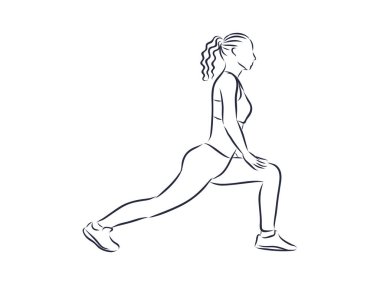 Sürekli bir sınır çiziyorum. Beyaz izole arka planda yoga pozisyonu. Doğrusal