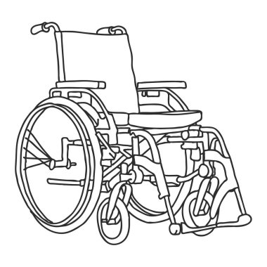 Tekerlekli sandalye dizaynı, tekerlekli sandalye ve sakat taşıma ikonları. Web sitesi ve mobil web sitesi ve uygulama için kullanılabilir. Arkaplanlı vektör illüstrasyonu.