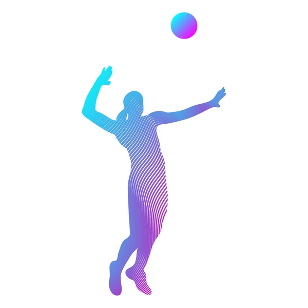 Joueur Volley Ball Service Balle Vecteur Noir Blanc — Image vectorielle
