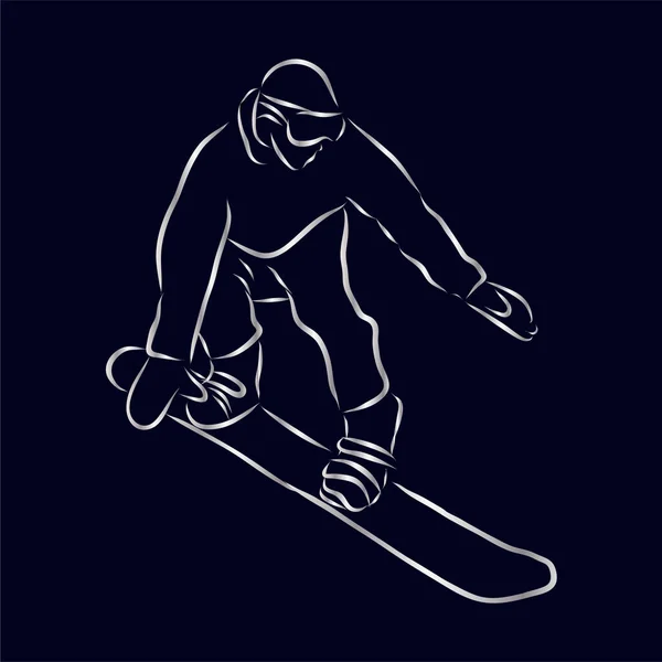 Bosquejo Snowboard Deporte Estilo Vida Activo Mano Snowboarder Dibujada Aislada — Vector de stock