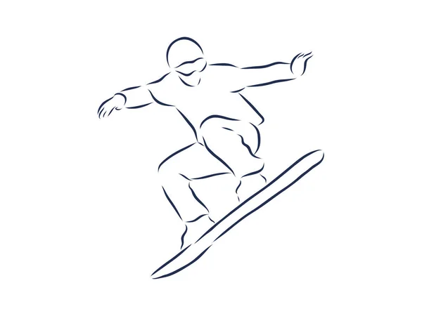 Esboço Snowboarding Esporte Estilo Vida Ativo Snowboarder Mão Desenhado Isolado — Vetor de Stock