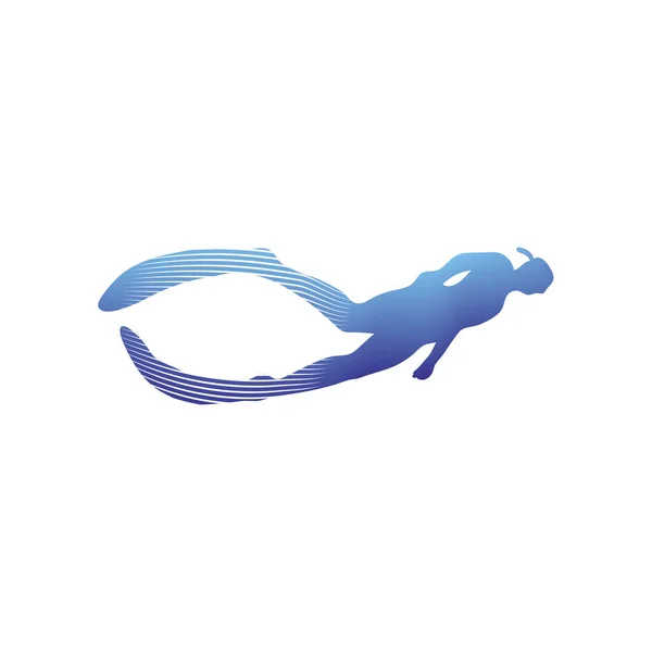 Vektorová Ilustrace Černý Silueta Potápěč Izolované Bílé Pozadí Ikonový Potápěč — Stockový vektor