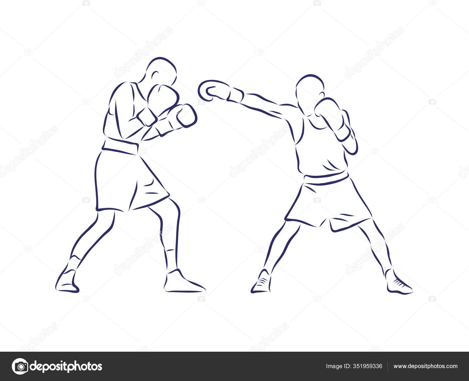 Boxing Champ Standing Ready Fight Simple Drawing Box Fighting Sport