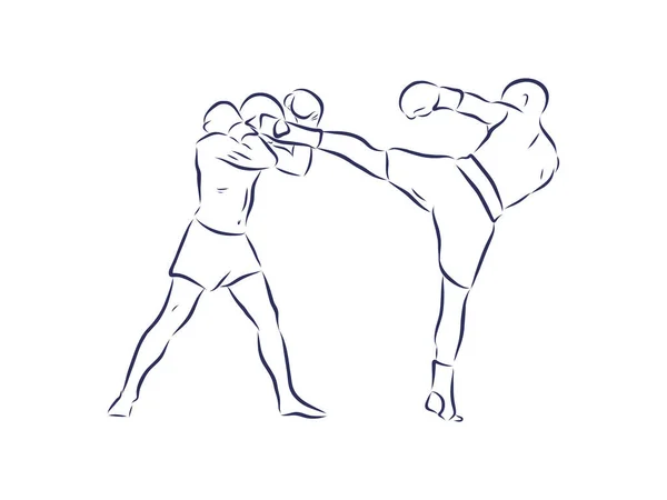 Campeón Boxeo Pie Listo Para Luchar Contra Dibujo Simple Box — Archivo Imágenes Vectoriales