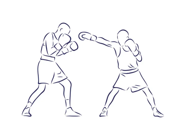 Campeón Boxeo Pie Listo Para Luchar Contra Dibujo Simple Box — Archivo Imágenes Vectoriales