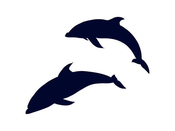 Векторное Изображение Дельфинов Выпрыгивающих Воды Белом Фоне — стоковый вектор