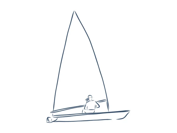 Vindsurfing Och Vindsurfare Vågor Handritad Skiss Extrema Och Vatten Beach — Stock vektor