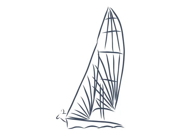 Windsurf Windsurf Sulle Onde Schizzo Disegnato Mano Sport Estremi Acquatici — Vettoriale Stock
