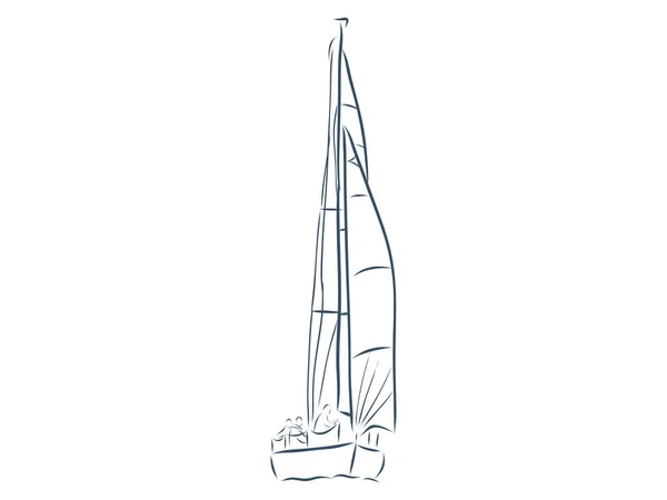 Windsurfing Windsurfer Vlnách Ručně Kreslený Náčrt Extrémní Vodní Plážové Sporty — Stockový vektor