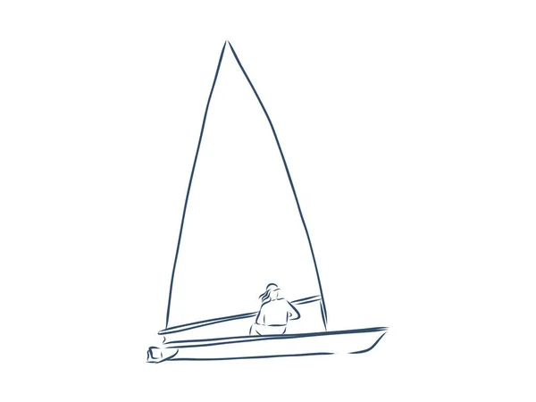 Windsurf Windsurf Sulle Onde Schizzo Disegnato Mano Sport Estremi Acquatici — Vettoriale Stock