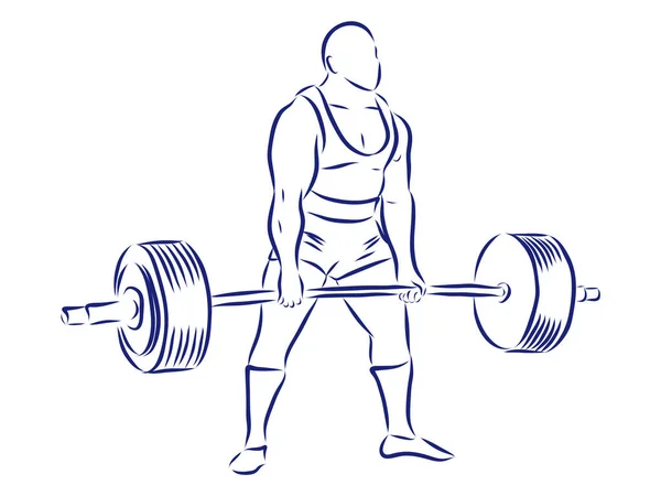 Sequence Weightlifter Doing Deadlift Exercise Hand Drawn Illustration — Stock Vector