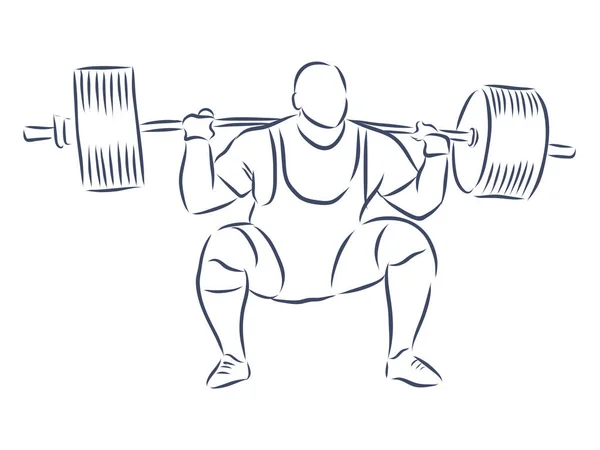 Sequence Weightlifter Doing Deadlift Exercise Hand Drawn Illustration — Stock Vector