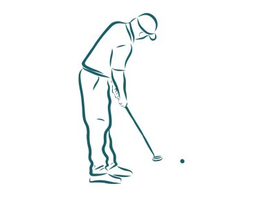 Beyaz arka planda ikon golfçü. Vektör çizimi. spor