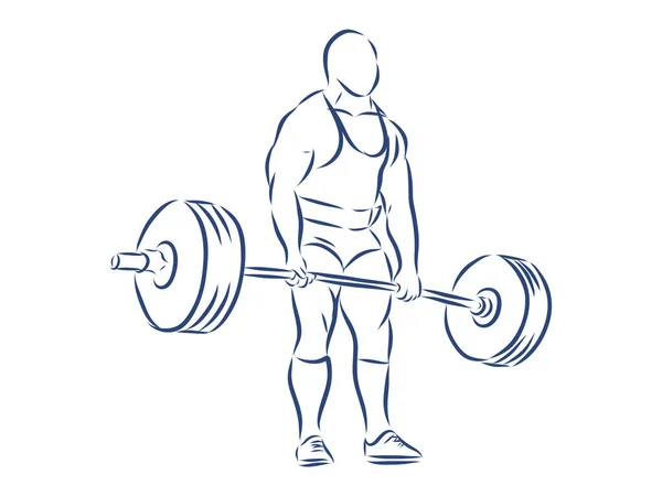 Sequence Weightlifter Doing Deadlift Exercise Hand Drawn Illustration — Stock Vector