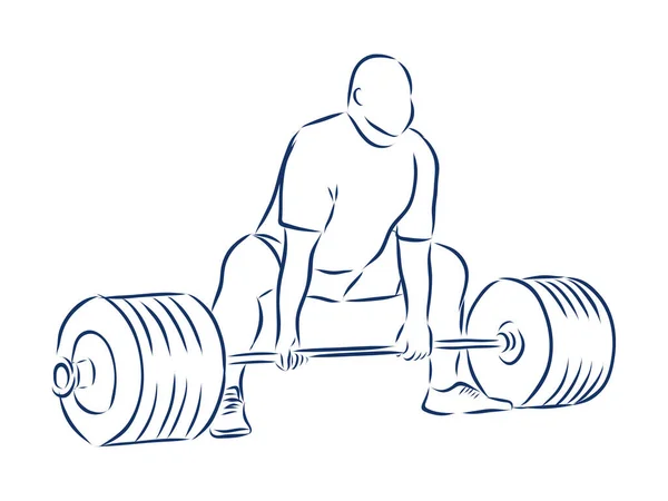 Sequence Weightlifter Doing Deadlift Exercise Hand Drawn Illustration — Stock Vector