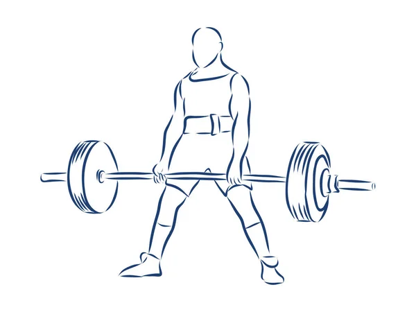 Sequence Weightlifter Doing Deadlift Exercise Hand Drawn Illustration — Stock Vector