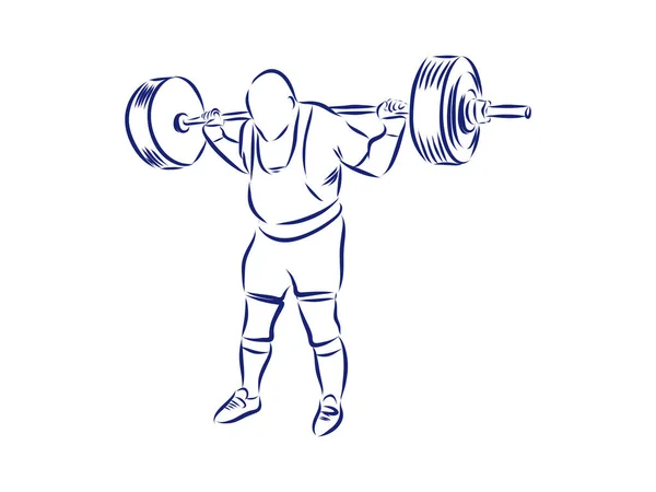 Sequence Weightlifter Doing Deadlift Exercise Hand Drawn Illustration — Stock Vector