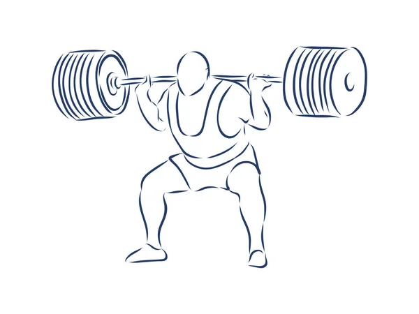 Sequence Weightlifter Doing Deadlift Exercise Hand Drawn Illustration — Stock Vector