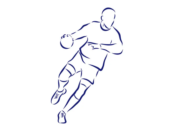 Illustration Montre Joueur Handball Dans Attaque Sport Handball — Image vectorielle