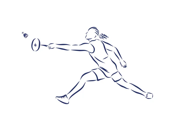 Ilustracja Badmintona Ręcznie Rysowane Plakat Badmintona Tło Sportowe — Wektor stockowy