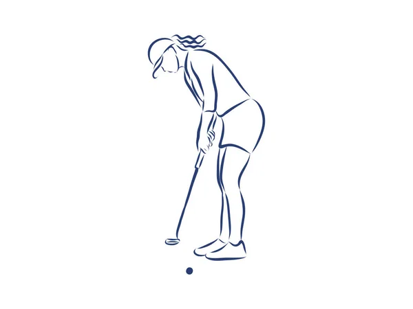 Gracz Ikony Golfa Białym Tle Ilustracja Wektora Sport — Wektor stockowy
