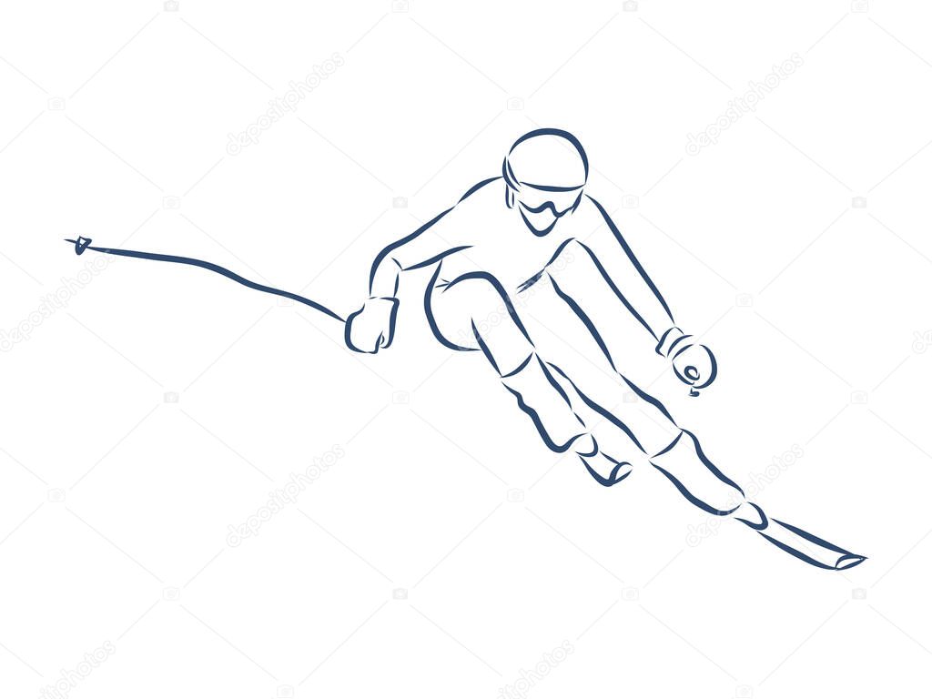 Vettoriale stockDisegno Mano Libera Uno Sciatore Freestyler Salto Con  Attrezzatura Schizzo di ©Elalalala.yandex.ru #351974304, image size:1024x768