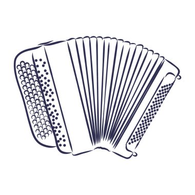 Akordeon enstrüman karalama stili çizim el çizimi vektörü