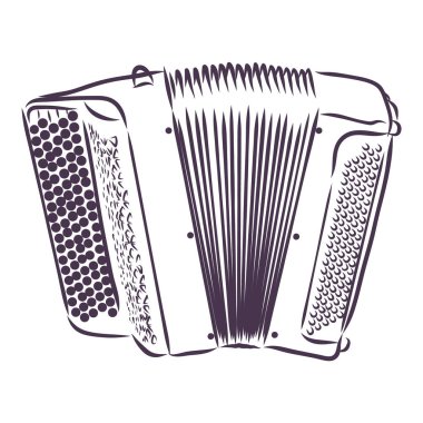 Akordeon enstrüman karalama stili çizim el çizimi vektörü