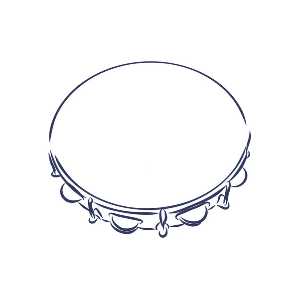 Tambourin Illustration Vectorielle Tambourin Icône Noire Blanche Instrument Musique Logo — Image vectorielle