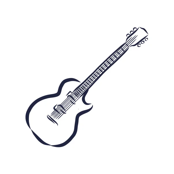 Icono Boceto Vector Guitarra Aislado Fondo Icono Guitarra Dibujado Mano — Vector de stock