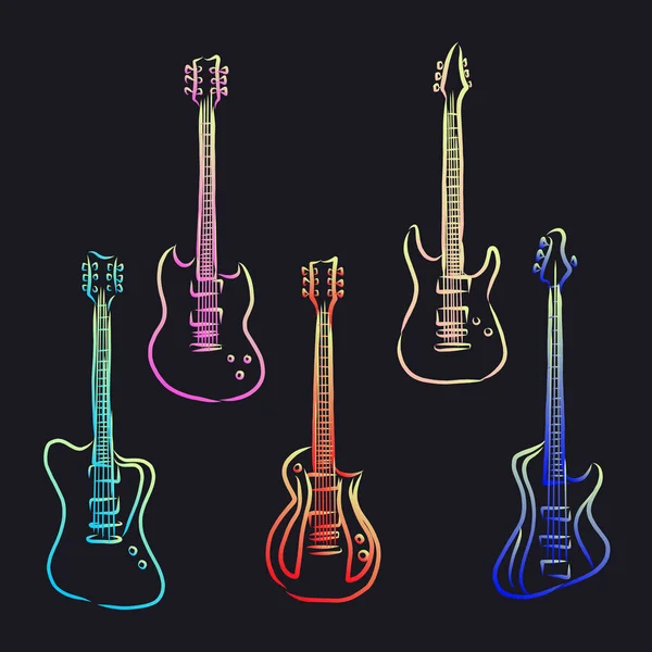 Ikon Sketsa Vektor Gitar Diisolasi Latar Belakang Ikon Gitar Gambar - Stok Vektor