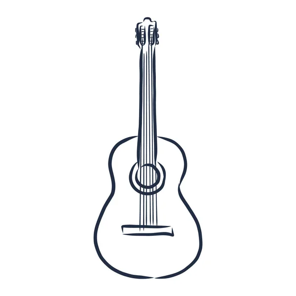 Icono Boceto Vector Guitarra Aislado Fondo Icono Guitarra Dibujado Mano — Archivo Imágenes Vectoriales