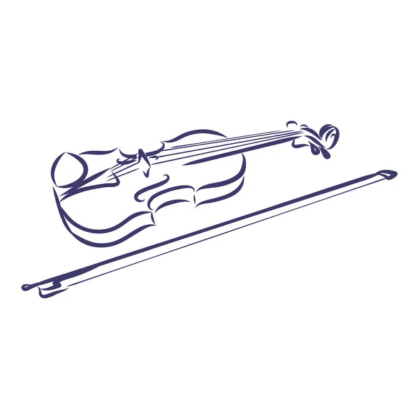 Skizzierte Geige Isoliert Auf Weißem Hintergrund Designvorlage Für Etikett Banner — Stockvektor