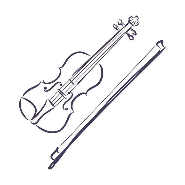 白を基調としたスキッチド バイオリン ラベル バナー はがき ロゴのデザインテンプレート バイオリンベクトルイラスト — ストックベクタ