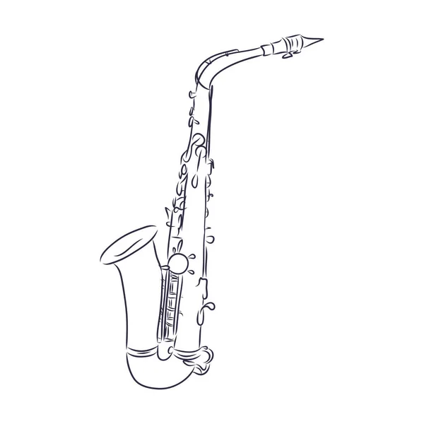 Vector Illustratie Handgetekende Doodle Van Klassieke Muziekblaasinstrumentsaxofoon Blues Funk Jazz — Stockvector