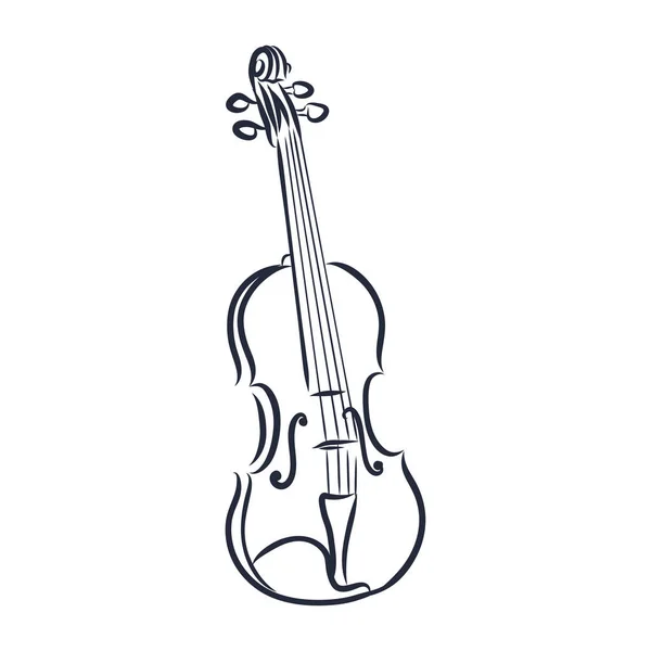 Skizzierte Geige Isoliert Auf Weißem Hintergrund Designvorlage Für Etikett Banner — Stockvektor