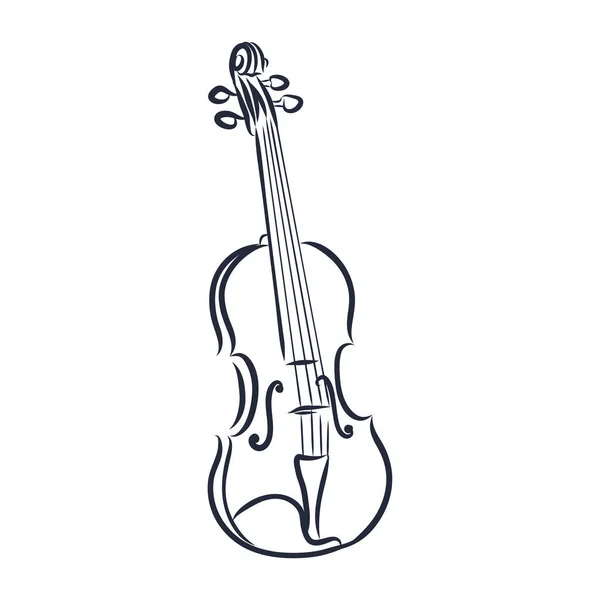 Violon Croquis Isolé Sur Fond Blanc Modèle Conception Pour Étiquette — Image vectorielle