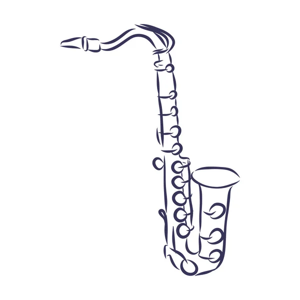 Vector Illustratie Handgetekende Doodle Van Klassieke Muziekblaasinstrumentsaxofoon Blues Funk Jazz — Stockvector