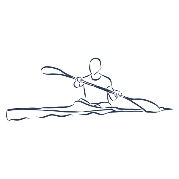 Академічне Веслування Каное Абстрактний Ізольований Контур Весла Рука Намальована Контури — стоковий вектор