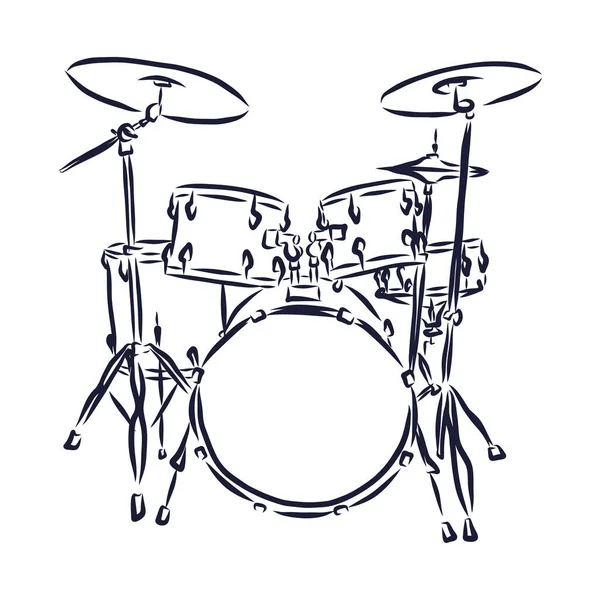 Sketched Drum Set Symbol Modern Percussion Instrument Bass Drum Tom