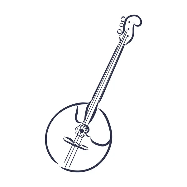 Dombra Nationales Instrument Skizze Logo — Stockvektor