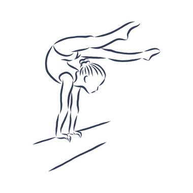 Jimnastik kadın vektörü. El çizimi spor vektörü