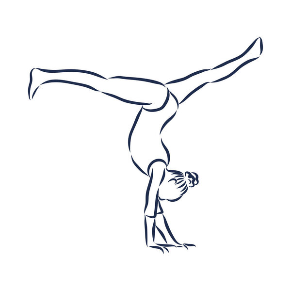 Gymnastics women vector. Hand sketch sport vector