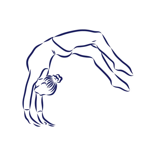 Gymnastics Women Vector Hand Sketch Sport Vector — Stock Vector