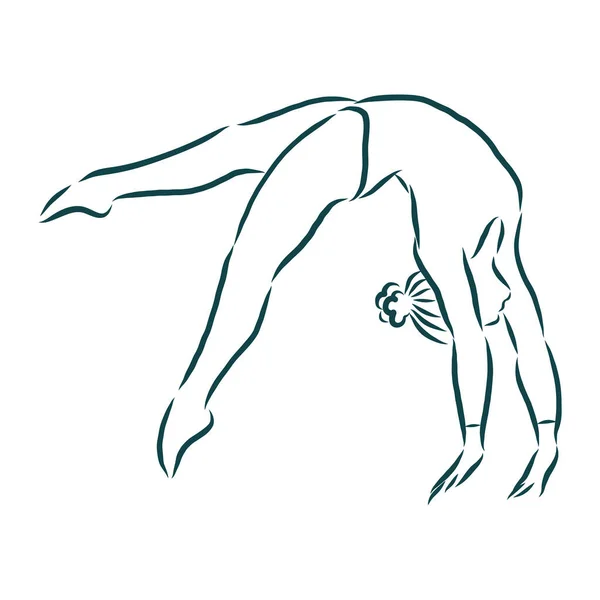 Gymnastique Vecteur Femmes Croquis Main Vecteur Sport — Image vectorielle