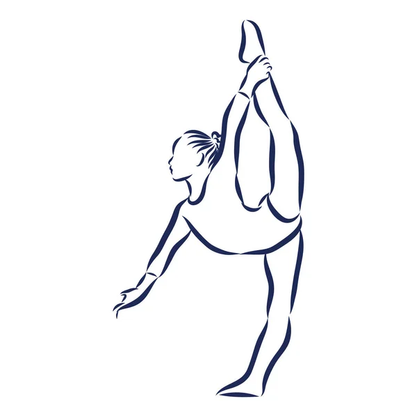 Gymnastics Women Vector Hand Sketch Sport Vector — Stock Vector